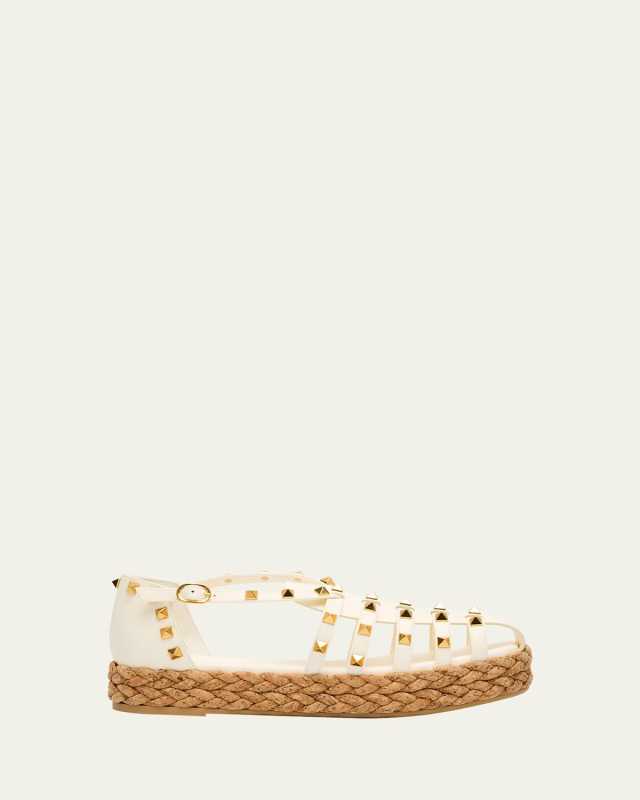 Rockstud Leather Espadrille Fisherman Sandals